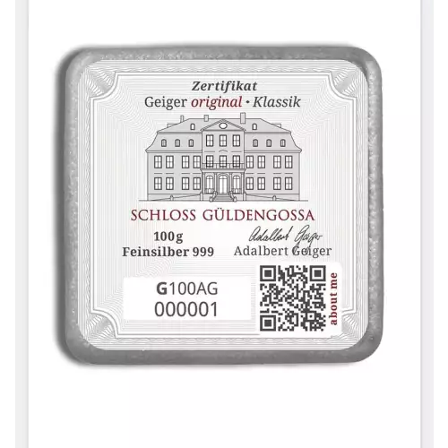 100 gram Silver Bar - Geiger (Sealed) (2)