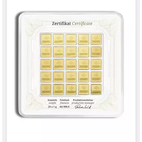 25 x 1 gram Gold Geiger Multicard Bar (In Assay) 