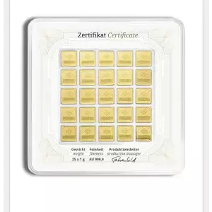 25 x 1 gram Gold Geiger Multicard Bar (In Assay) 