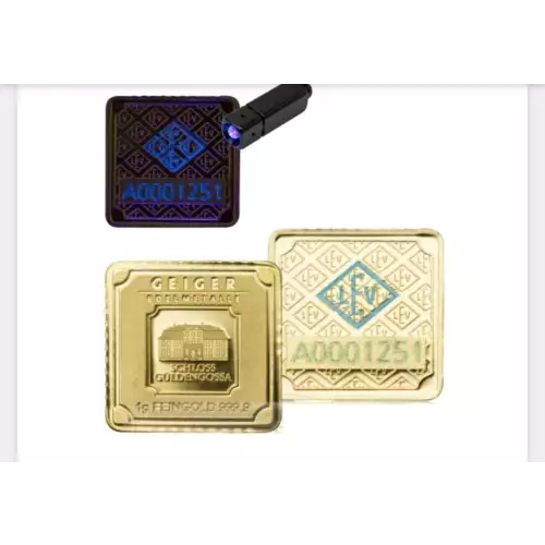 Geiger 1 Gram Gold Bar