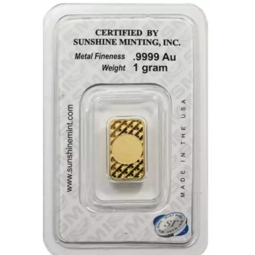 Sunshine Mint 1 Gram Gold Bar in Assay